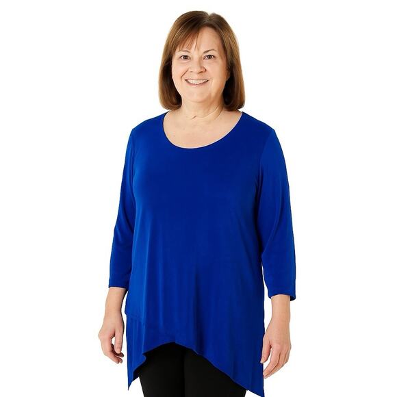 Chicos Travelers Size 3(XL) Royal Blue Trapeze Tunic wrinkle free Liquid Knit - Picture 1 of 7